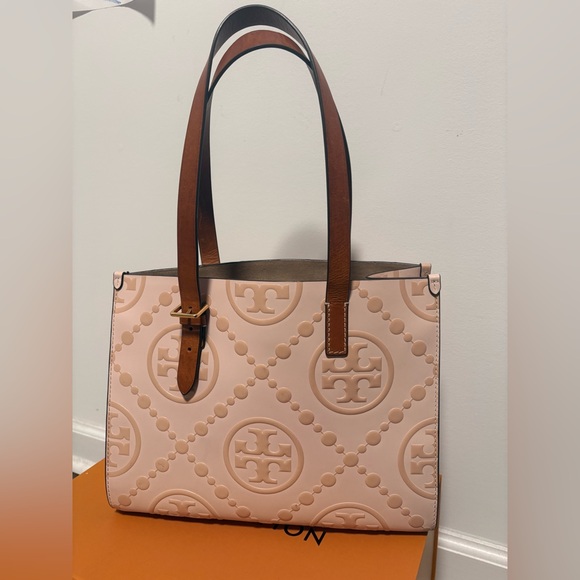 Tory Burch Pink and Tan Tote Bag - Picture 10 of 12